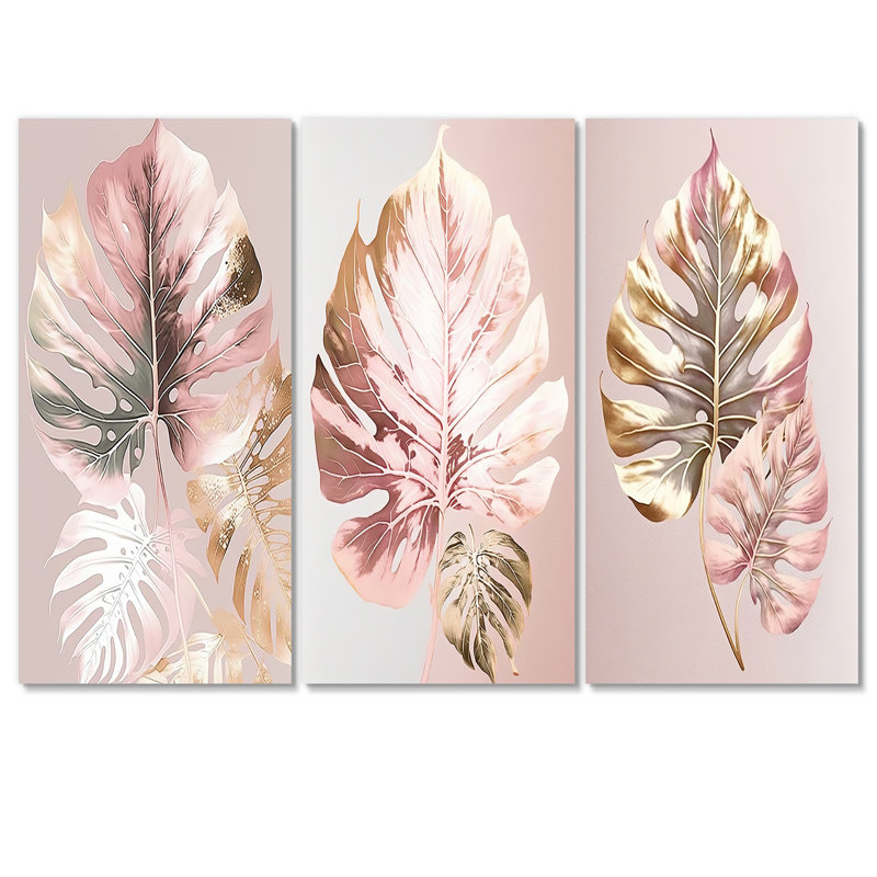 Monstera Deliciosa Leaf I, 3 pièces, H 32 po x l 48 po x P 1 po