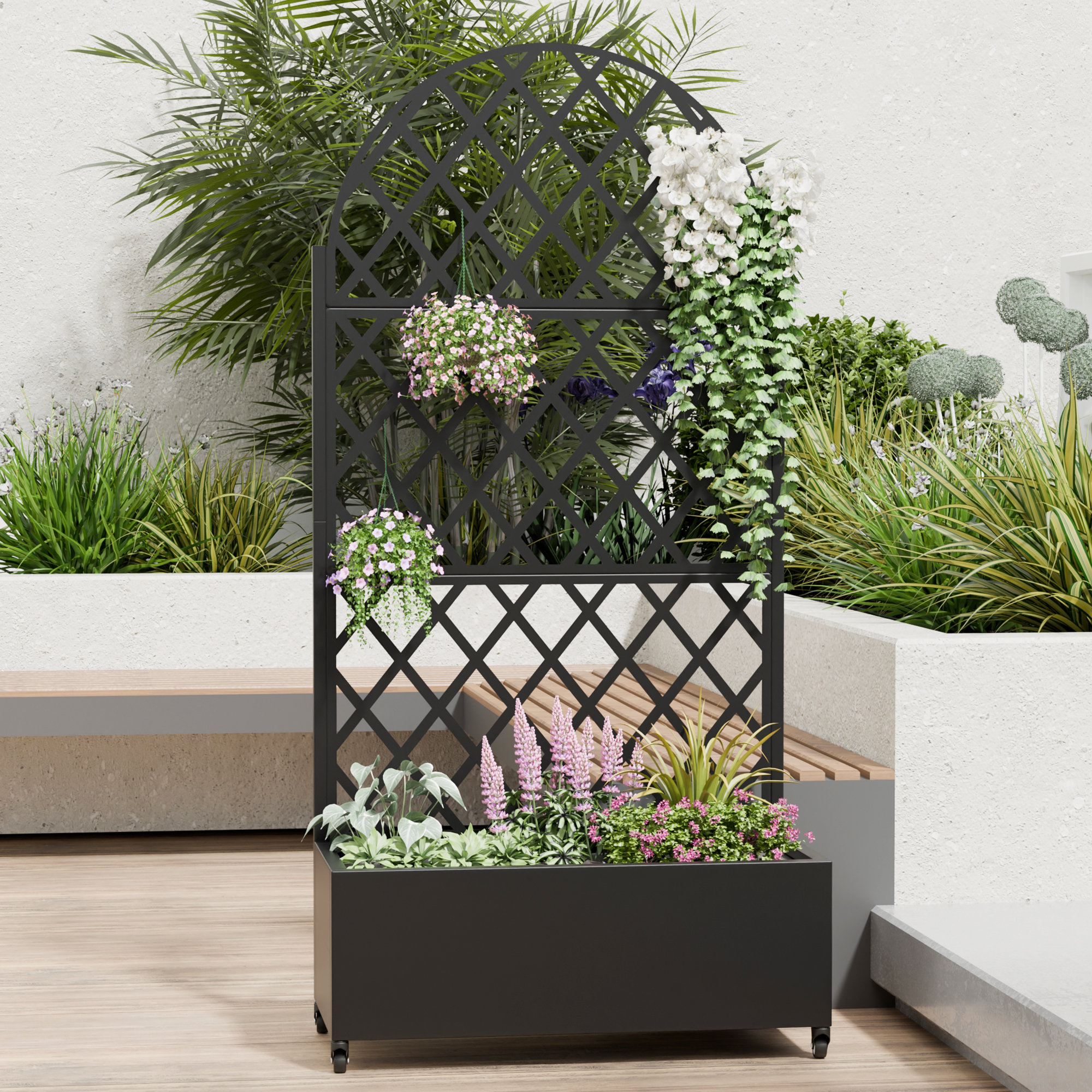 Latitude Run® Cedar Metal Rectangular Individual Planter Box With ...