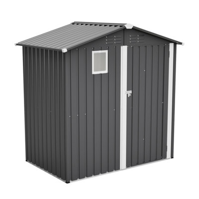 Metal Outdoor Storage Shed 6FT X 4FT, Steel Utility Tool Shed Storage House , Metal Sheds Outdoor Storage For Backyard Garden Patio Lawn (6' X 4'),Gra