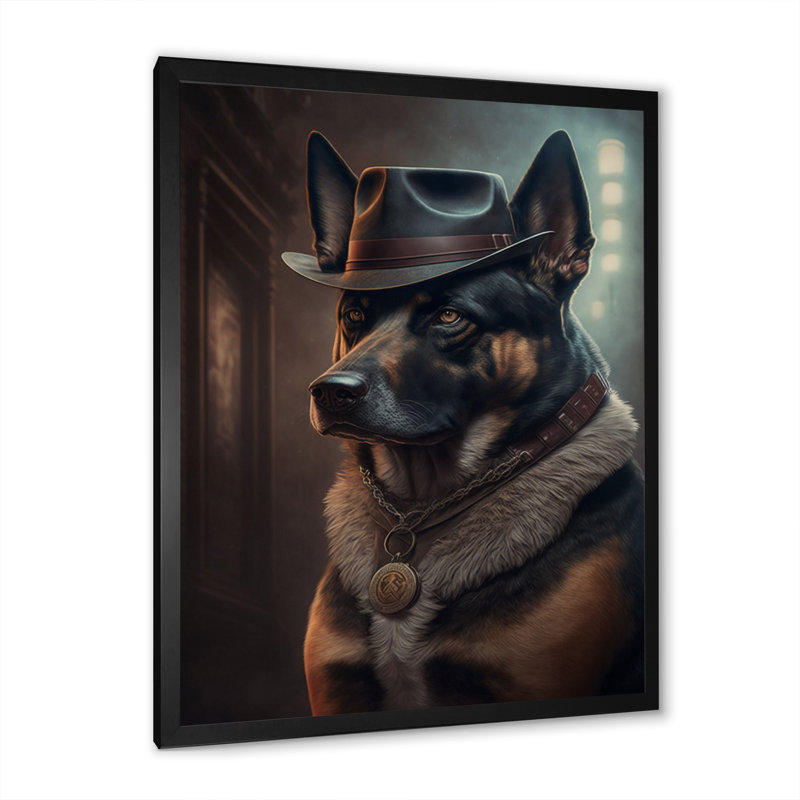 Mafia Dog V - Impression sur toile, Impression noire sur toile encadrée, H 20 po x l 12 po x P 1 po