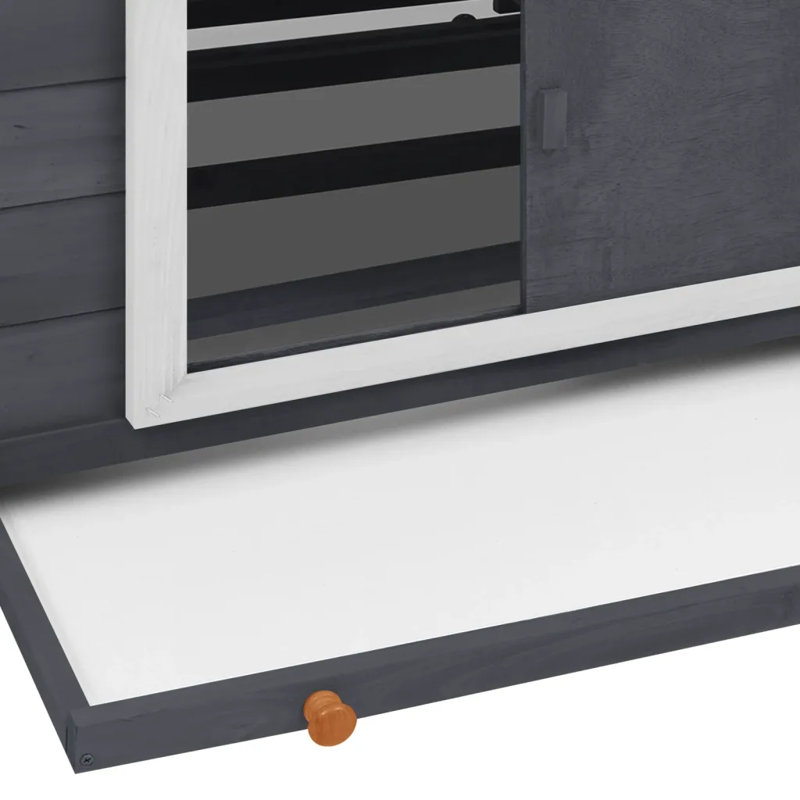 Brashear Chicken Coop 150x96x110 cm Solid Firwood, Grey/White