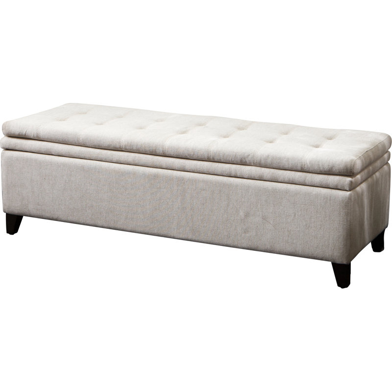 Tais Linen Upholstered Storage Bench, Off White