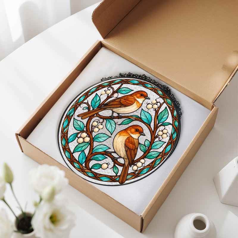 Birds Window Panel, H 7,8 po