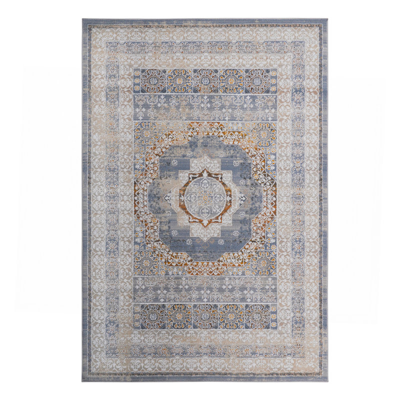 6X9 Blue/Ivory /Medallion Non-Shedding Living Room Bedroom Dining Home Office Stylish And Stain Resistant Area Rug
