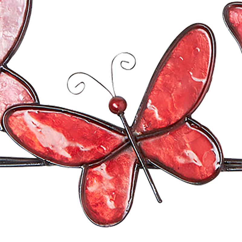 Décoration murale papillons sur un fil, rouge