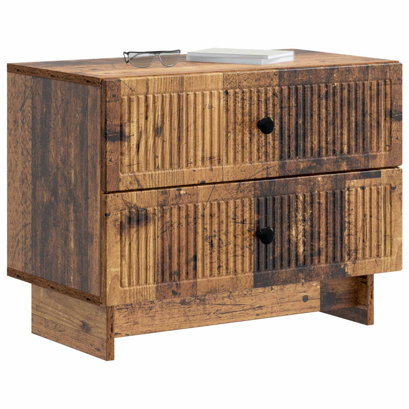 62cm W Manufactured Wood Bedside Table, Old Wood