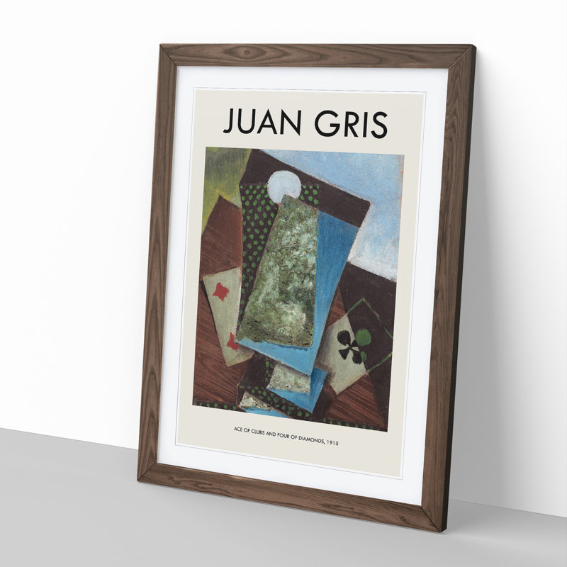 Playing Cards Print by Juan Gris - Picture Frame Painting, Walnut Framed, 48cm H x 36cm W x 2cm D
