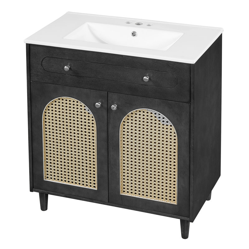 30'' Bathroom Vanity With Undermount Ceramic Sink, Black