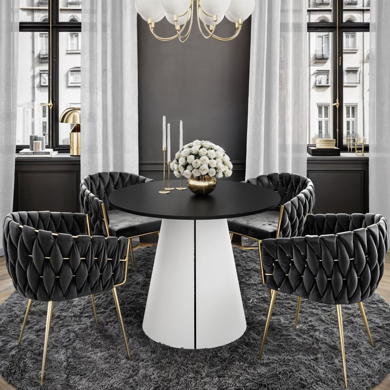 Extendable Dining Table, White / Matte Black