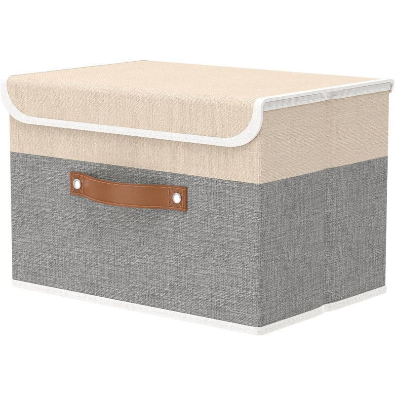 17 Stories Fabric Bin, 1, 30cm H x 30cm W x 45cm D, Beige/Grey