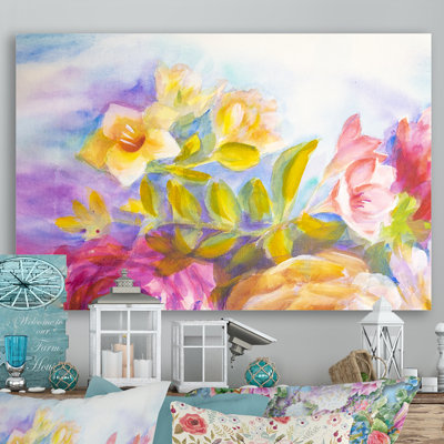 Pe pivoines et roses Bouquet - reproduction de cadre flottant sur toile