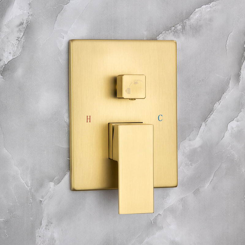 Complete Shower System with Rough-in Valve, Brushed Gold