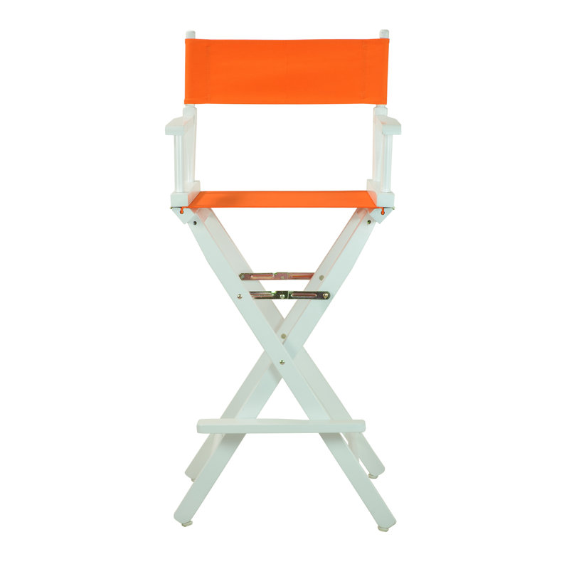 30" Folding Director Chair with Canvas, Tangerine, White
