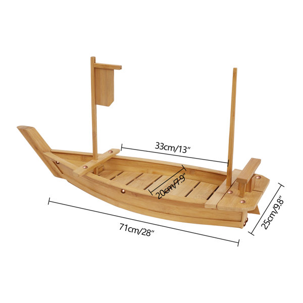 Natural Bamboo Large Sushi Boat - 17 1/4 x 5 x 3 1/2 - 1 count