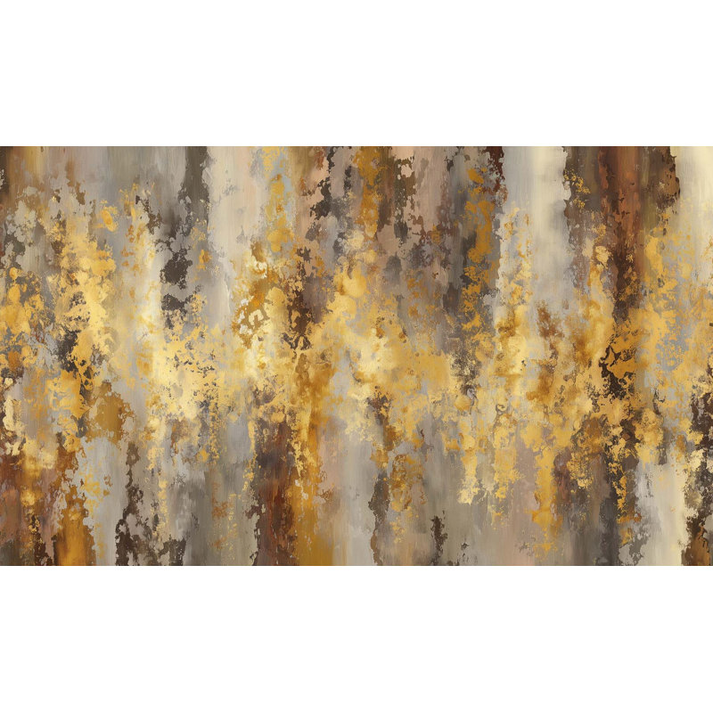 Papier peint métallique abstrait texturé doré, L 108 po x l 140 po
