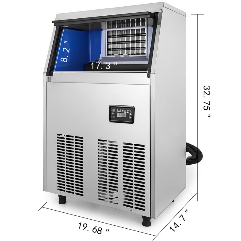 Machine à glaçons commerciale VEVOR 110Lbs / 24H, machine à glaçons, cubes 5X8 avec bac de rangement 33LBS, panneau à DEL automatique, nettoyage automatique