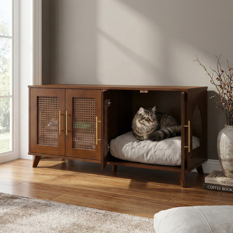 Bacs à litière et enclos pour litière pour chat, rangement pour maison moderne en bois