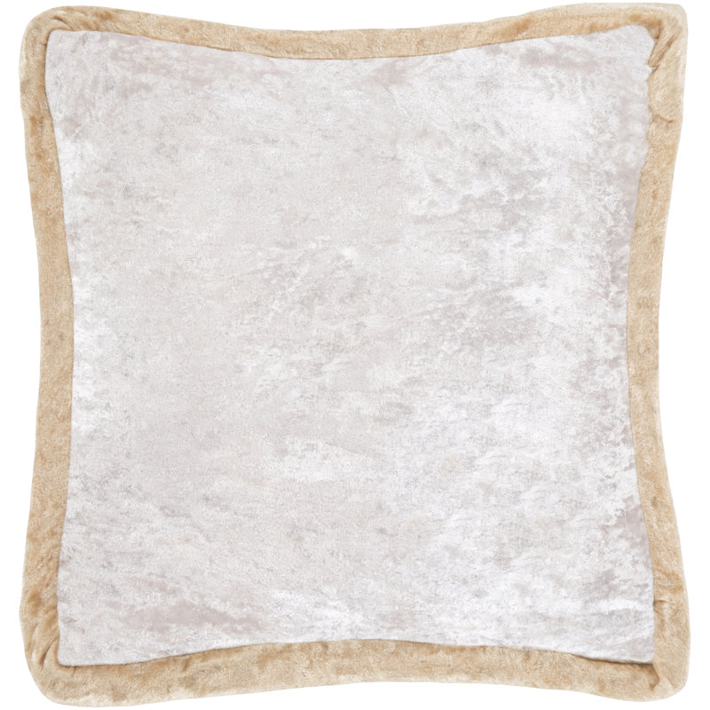  Housse de coussin en velours froissé, Beige / Rose, H 20 po x l 20 po x P 0,25 po
