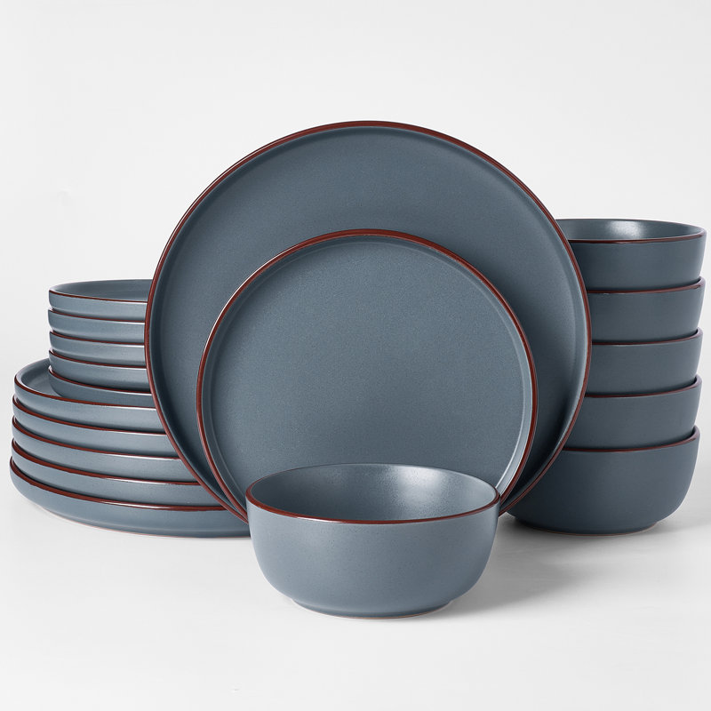 Bevery Handmade Stoneware Dinnerware Set 18 Piece - Service for 6, Charcoal