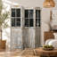 Paravent 4 panneaux pliable de style maison de campagne, écran d'intimité en bois portable avec tableaux noirs pour la maison et le bureau