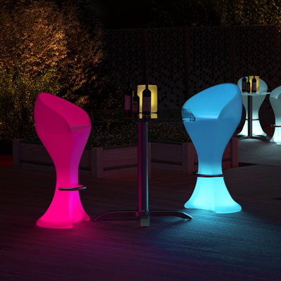 41" LED Light Up Bar Stool Dimmable Lighting Barstool RGB 16 Color Changing Chair with Remote & Footrest by Bring Home Furniture