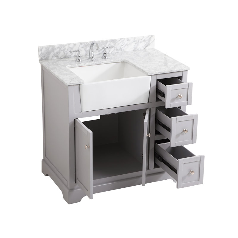Ensemble de meuble-lavabo simple 36 po Pardue, Gris