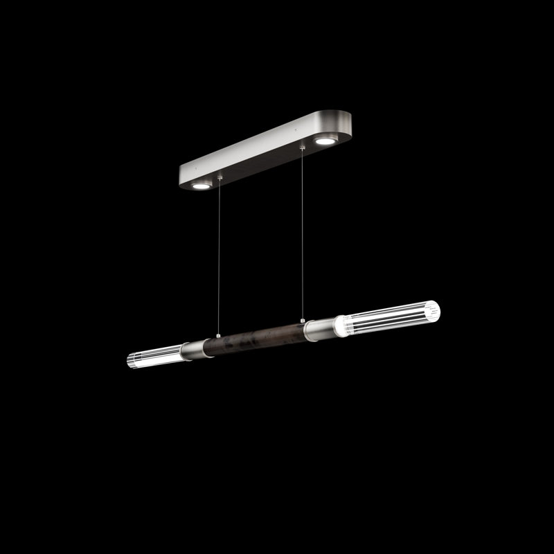 Antonia 62"W Linear Pendant, Nickel/Ombre Silver/Charcoal