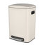 13 Gallon 50L Kitchen Foot Pedal Operated Soft Close Trash Can - Stainless Steel Rectangular Bustbin With 30 Garbage Bags - White