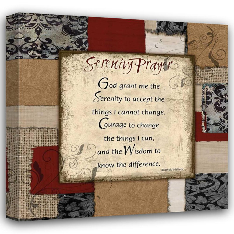 Art encadré sur toile Trinx Stimson, Diane: Patchwork Serenity Prayer, H 36 po x l 36 po