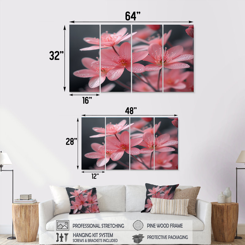Gillan - Cherry Blossom Wall Art Set, 32" H x  64" W