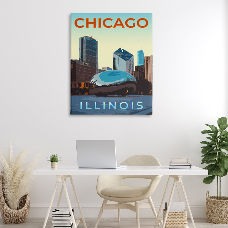 Toile Chicago Bean Landmark, design par Victoria Barnes, H 48 po x l 36 po
