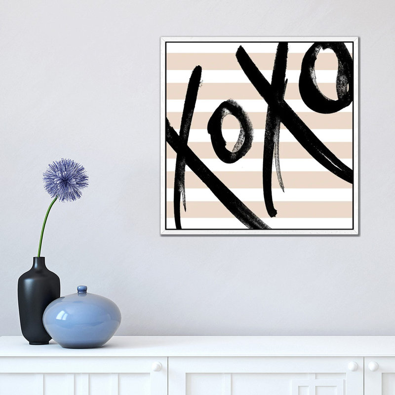 Neutral Glam XOXO by Sd Graphics Studio - Print on Canvas, White Framed Canvas, 45.72 cm H x 45.72 cm W