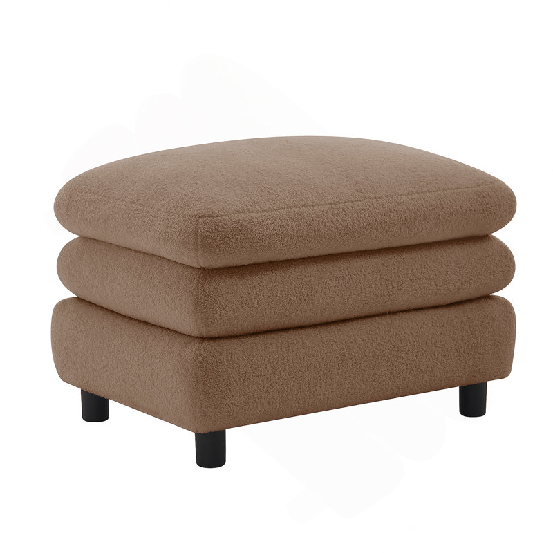 Vitoria Curved Ottoman Teddy Fabric -Camel, Camel