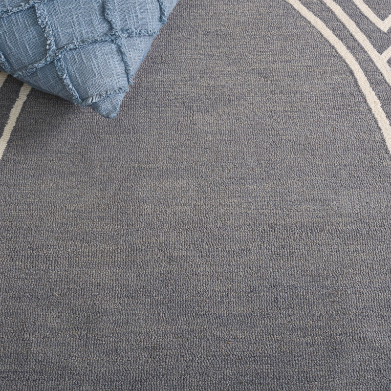Tapis géométrique en laine / coton touffeté à la main Novelty Portleven, Ovale 6 pi x 9 pi