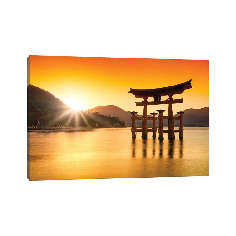 Torii Gate At Sunset, Miyajima Island, Japan by Jan Becke - Wrapped Canvas Print, 101.6 cm H x 66.04 cm W x 1.91 cm D