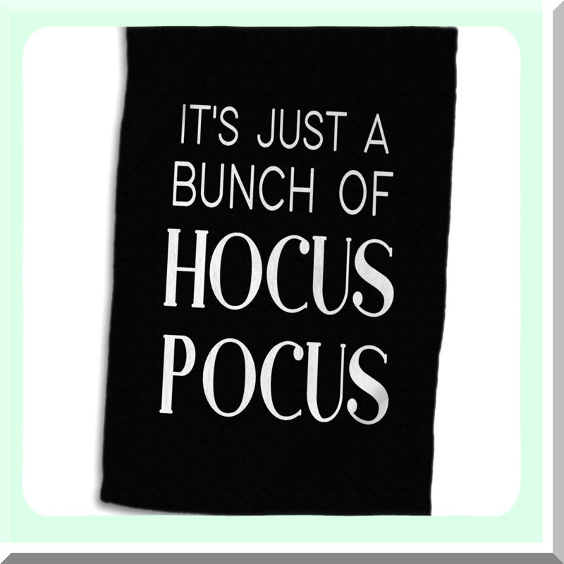 Hocus Pocus Magic Towel - White Lettering on Black