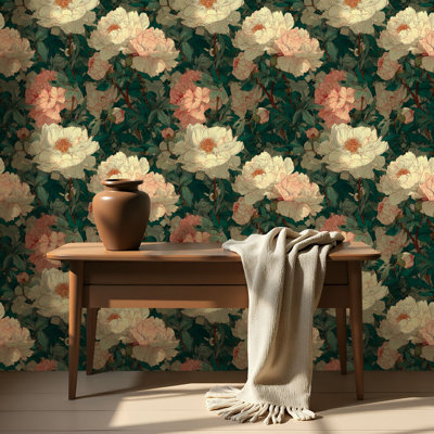 Peel and Stick Wallpaper Contact Paper Elegant Peony Wild Daisy Botanical Self Adhesive and Removable 17.7in x 118in(45x300cm)