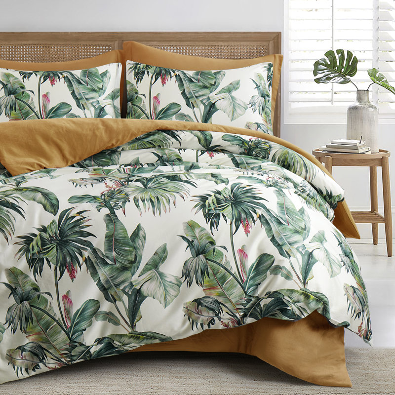 Satin Floral Duvet Cover, California King Duvet Cover + 2 King Shams