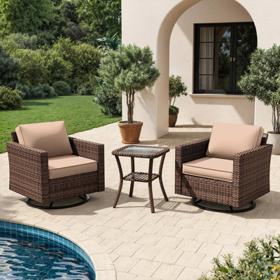 3 Piece Outdoor Wicker Sofa With Shelf
