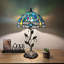 Lampe de table Meryem Tiffany avec libellule en verre coloré bleu vert et ampoule DEL incluse H 22 po x l 12 po x P 12 po