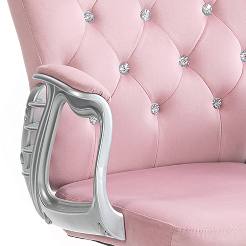 Chaise de bureau pivotante en polyester avec support lombaire, hauteur réglable, roulettes, Rose