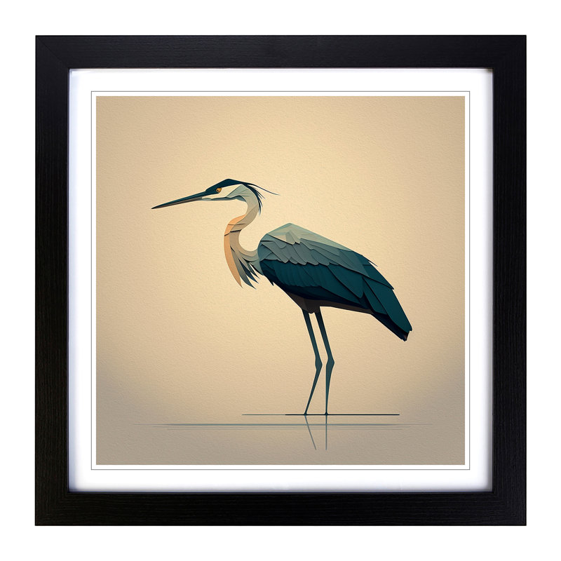 Heron Minimalism - Framed Print, Black