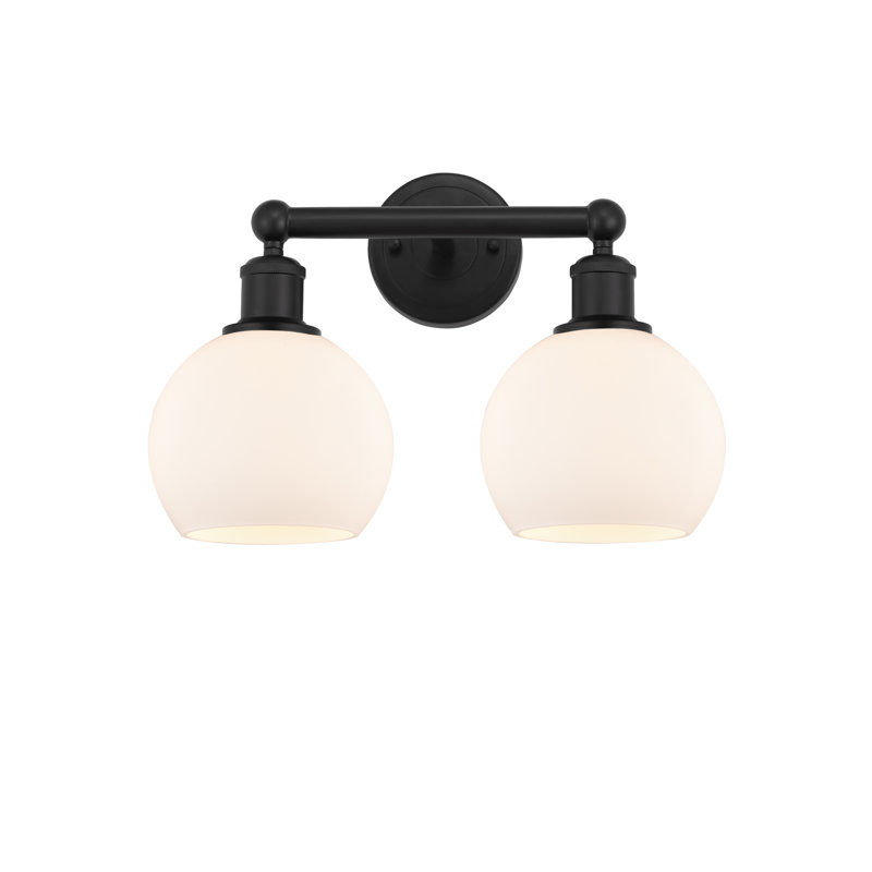 Éclairage pour meuble-lavabo à 2 lumières 15 pouces Cambria, Noir mat, Blanc mat