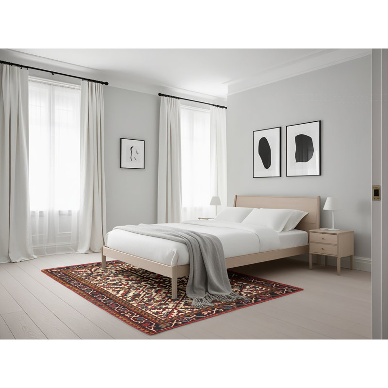 Tapis oriental rouge / ivoire Kirstie, Rectangle 5 pi x 7 pi