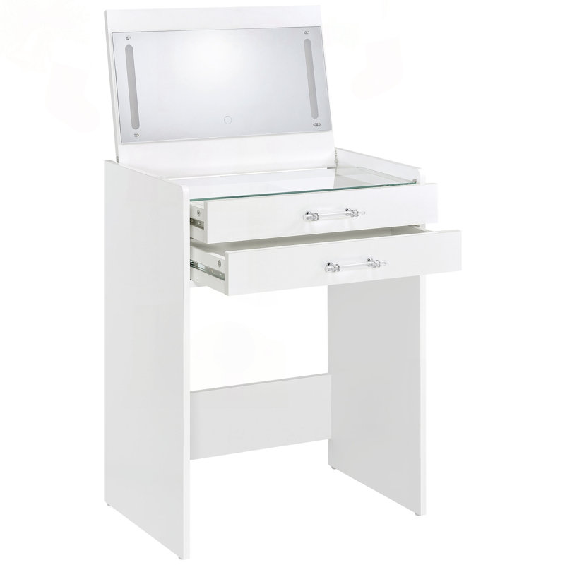 Meuble-lavabo 3 tiroirs lumineux avec miroir et tabouret