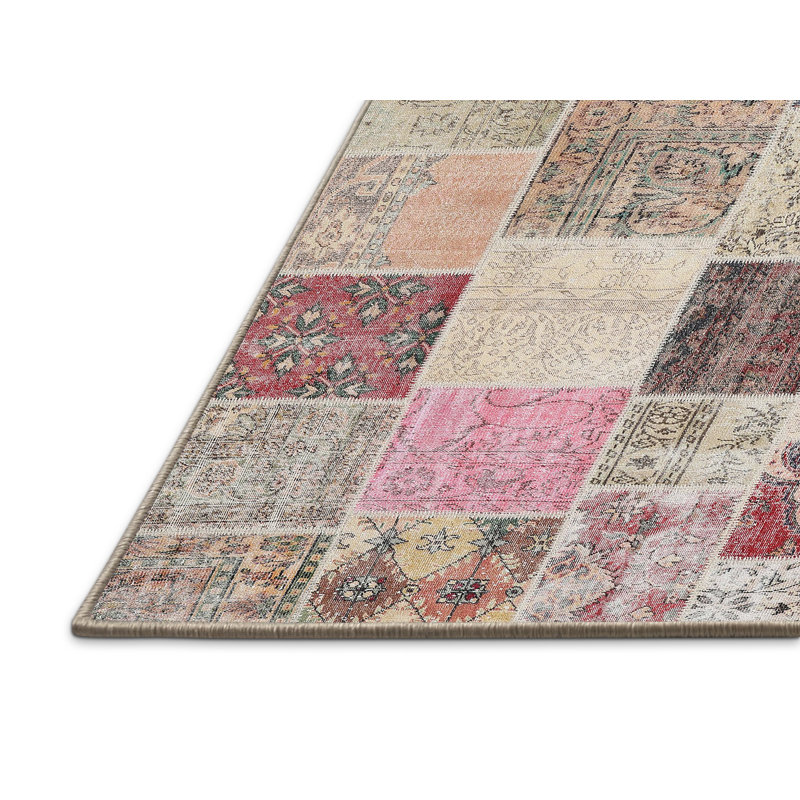 Tapis gris/rose/beige contemporain, Rectangle 5 pi x 7 pi