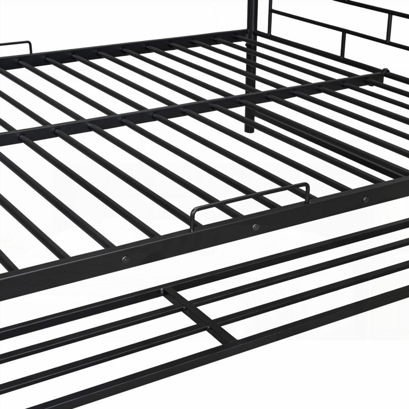 Lit superposé double au-dessus d'un lit double avec tablette et garde-corps - L 77,2 po x l 56,4 po x H 66,7 po, aucun sommier requis, support solide