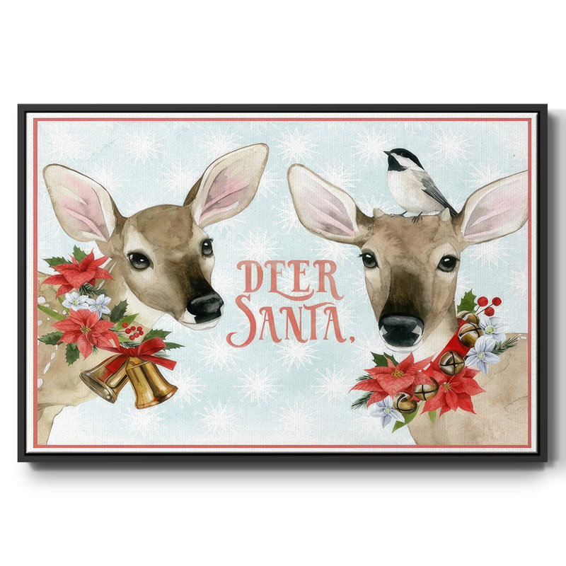 " Deer Christmas Collection A ", Black Framed, 17" H x 25" W x 1.5" D