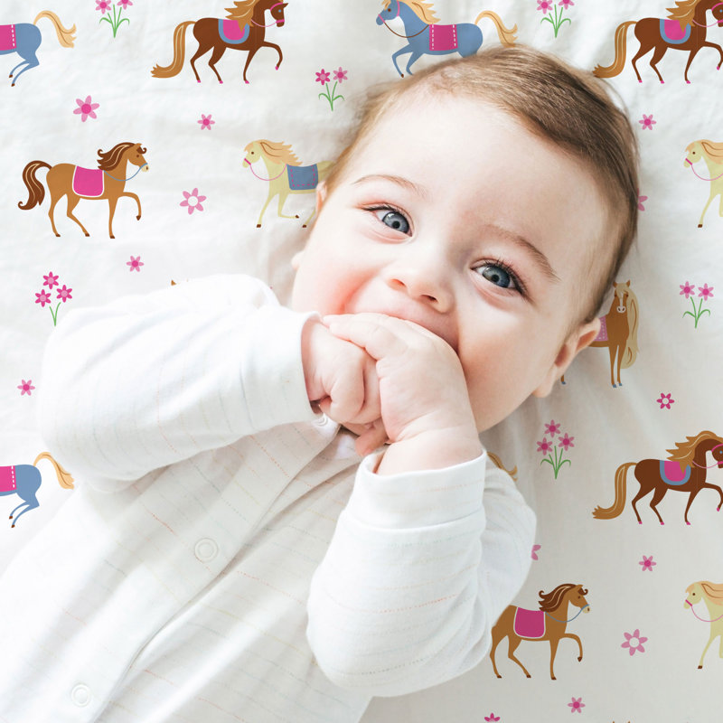 Drap-housse pour lit de bébé 100% coton Wildkin - Drap-housse doux et respirant - Chevaux
