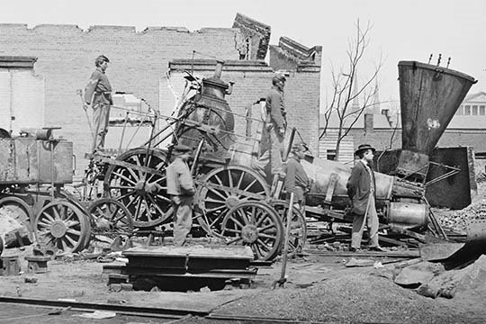 « civils war train wreck », reproduction de photo, 24 po x 36 po
